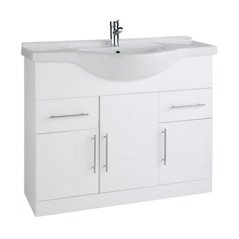 800mm White Free Standing Bathroom Cabinet with Basin