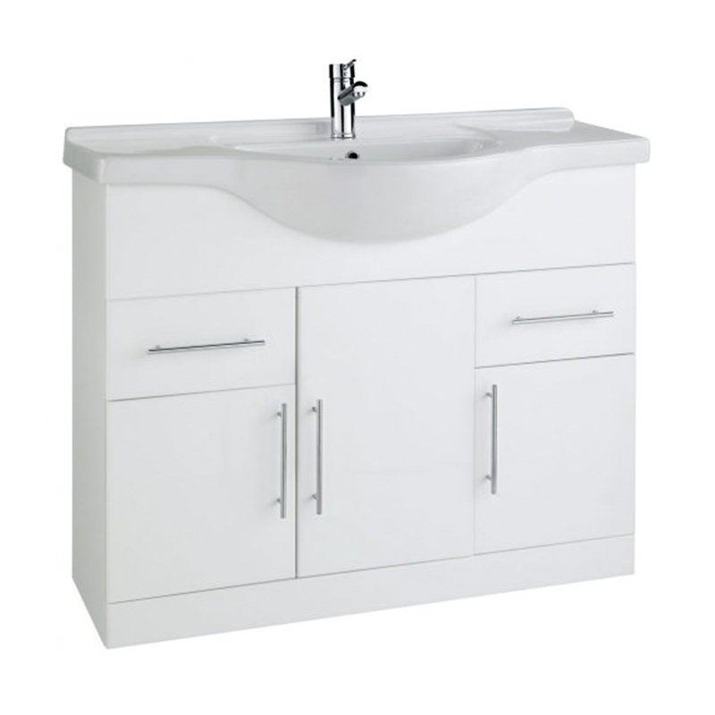 800mm White Free Standing Bathroom Cabinet with Basin