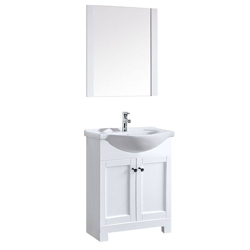White 600mm Floor Mounted Bathroom Cabinet with Ceramic Sink