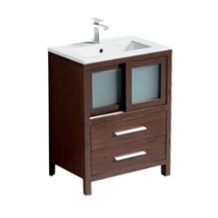 Kingstar Walnut Floor Mounted Vanity Unit and Ceramic Basin 610mm