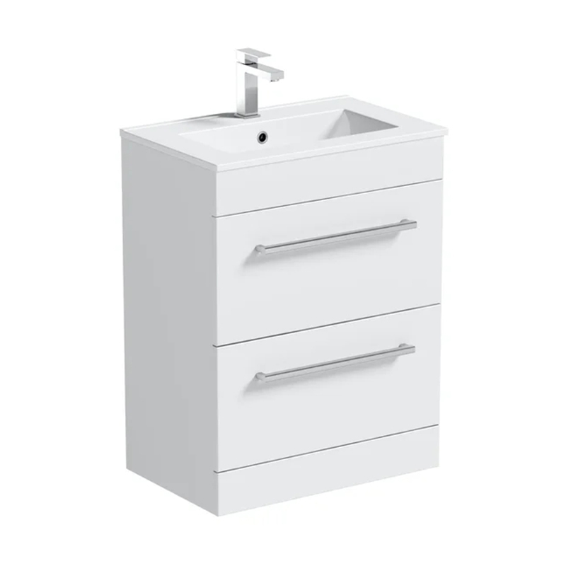 European Custom 610mm Gloss White Free Standing Single Sink Bathroom Cabinet