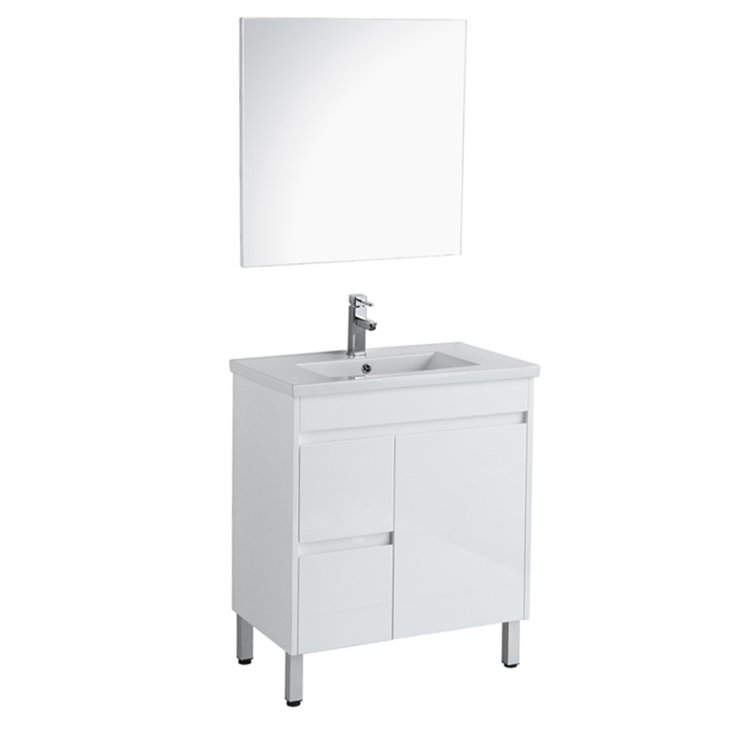 610mm White Gloss Floorstanding Vanity Unit with Ceramic Wash Basin