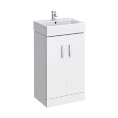White 420mm Floorstanding Vanity Unit and Ceramic Basin