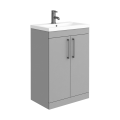 Grey 610mm Floorstanding Bathroom Cabinet with Ceramic Basin