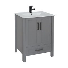 Grey 610mm Floorstanding Bathroom Furniture with Ceramic Sink