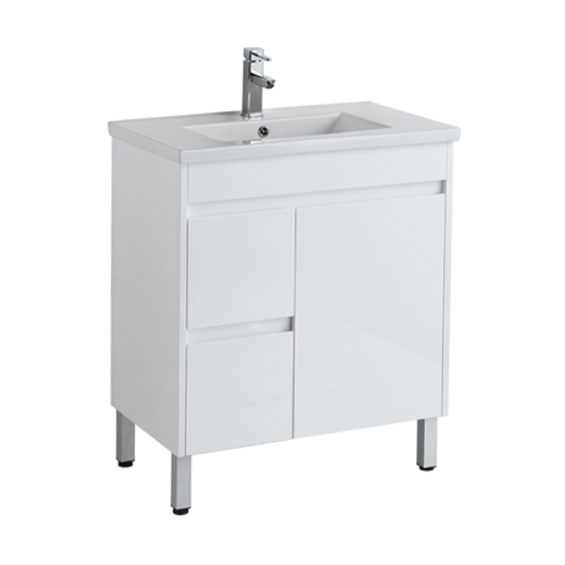 610mm White Gloss Floorstanding Vanity Unit with Ceramic Wash Basin