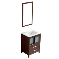 Kingstar Walnut Floor Mounted Vanity Unit and Ceramic Basin 610mm