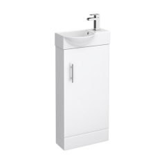 400mm White Free Standing Bathroom Cabinet with Ceramic Basin