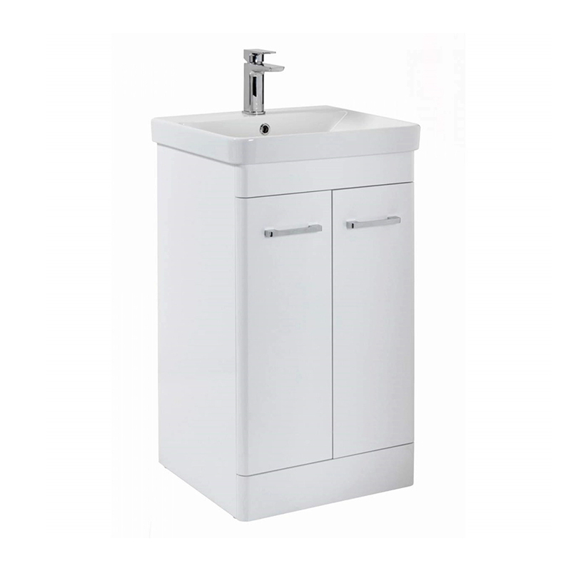 61cm White Free Standing Bathroom Cabinet with Basin
