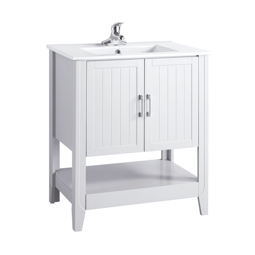 White 810mm Free Standing Bathroom Vanity with Ceramic Sink