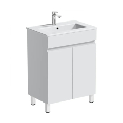 White 610mm Floor Mounted Vanity Unit and Ceramic Basin