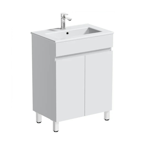 White 610mm Floor Mounted Vanity Unit and Ceramic Basin