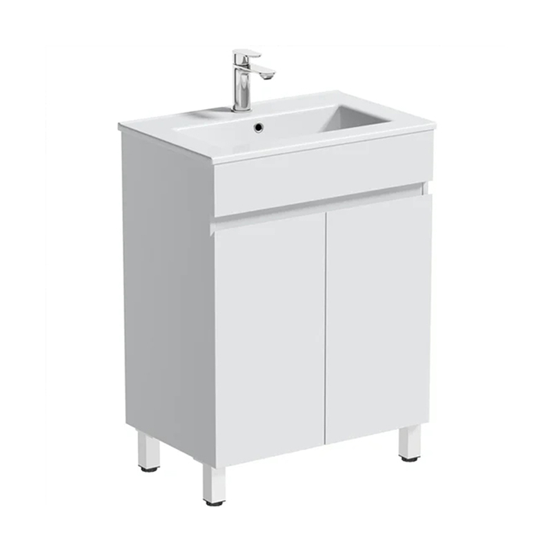 White 610mm Floor Mounted Vanity Unit and Ceramic Basin
