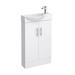 White 40cm Floorstanding Vanity Unit and Ceramic Basin