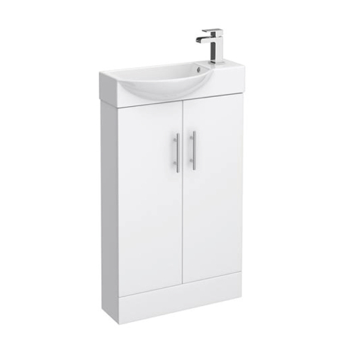 White 40cm Floorstanding Vanity Unit and Ceramic Basin