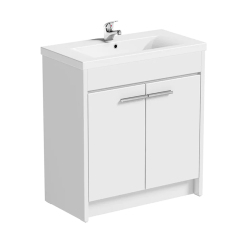 White 810mm Floorstanding Bathroom Furniture with Ceramic Sink