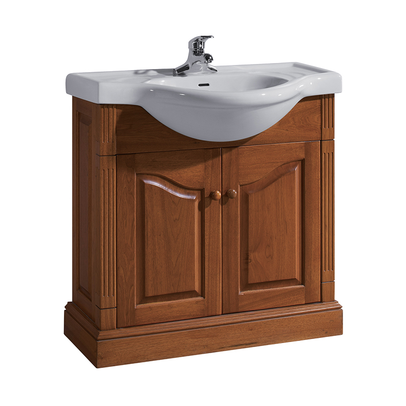 Walnut 800mm Floor Mounted Bathroom Cabinet with Basin