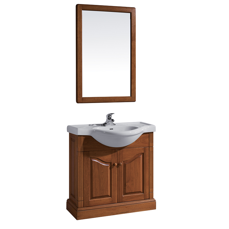 Walnut 800mm Floor Mounted Bathroom Cabinet with Basin