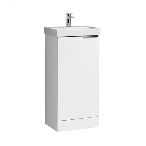 White 42cm Floor Mounted Bathroom Furniture Unit and Basin