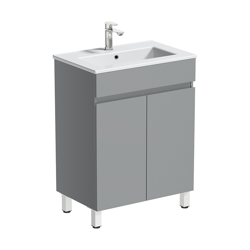 White 610mm Floor Mounted Vanity Unit and Ceramic Basin