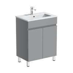 White 610mm Floor Mounted Vanity Unit and Ceramic Basin