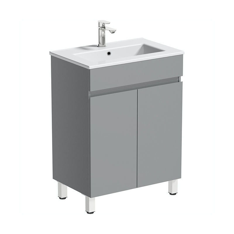 White 610mm Floor Mounted Vanity Unit and Ceramic Basin