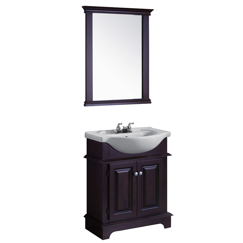 Dark Wood 610mm Floor Standing Vanity Unit and Sink