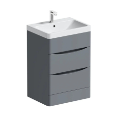 Grey 610mm Floor Mounted Bathroom Vanity with Ceramic Basin