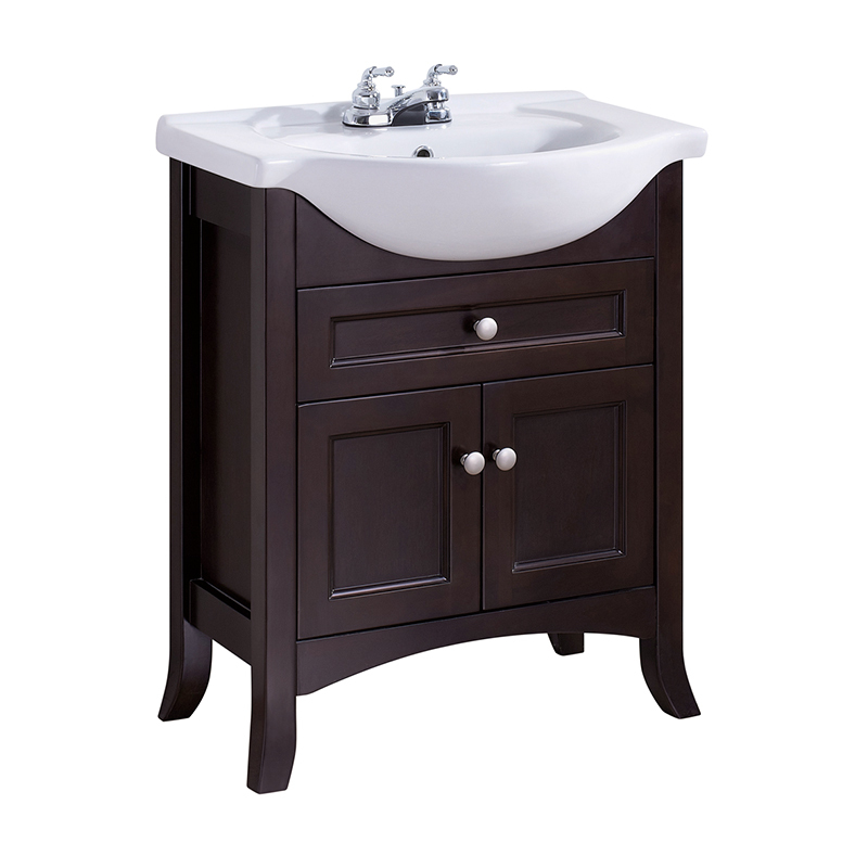 Dark Wood 610mm Freestanding Bathroom Furniture with Sink