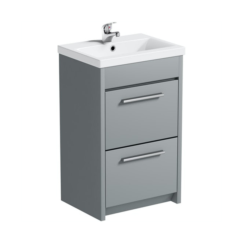 Grey 510mm Floorstanding Bathroom Cabinet with Ceramic Basin