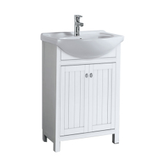 White 660mm Floor Mounted Bathroom Cabinet with Ceramic Sink