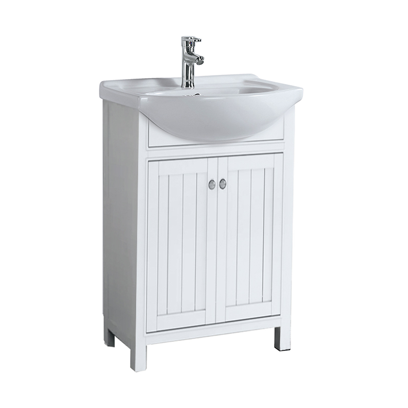 White 660mm Floor Mounted Bathroom Cabinet with Ceramic Sink