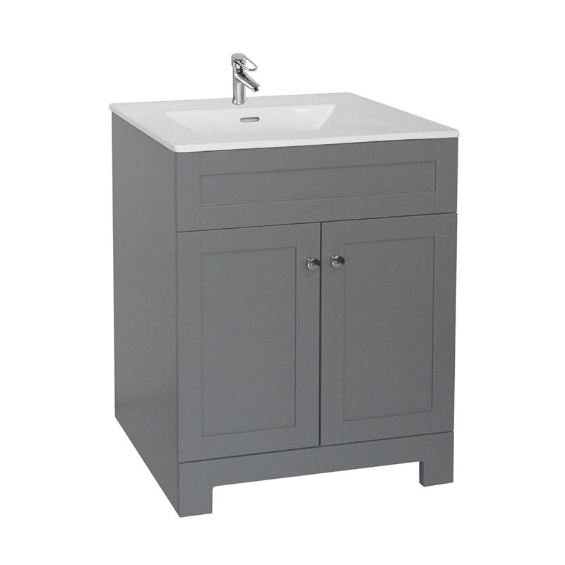 White 610mm Floorstanding Bathroom Vanity with Ceramic Basin