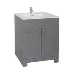 White 610mm Floorstanding Bathroom Vanity with Ceramic Basin