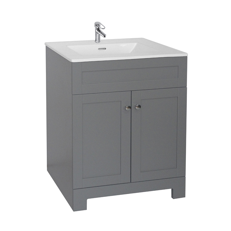 White 610mm Floorstanding Bathroom Vanity with Ceramic Basin