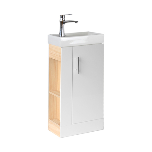 White 400mm Floorstanding Vanity Unit and Ceramic Basin