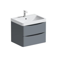 Grey and White 610mm Wall Mounted Bathroom Vanity with Ceramic Basin