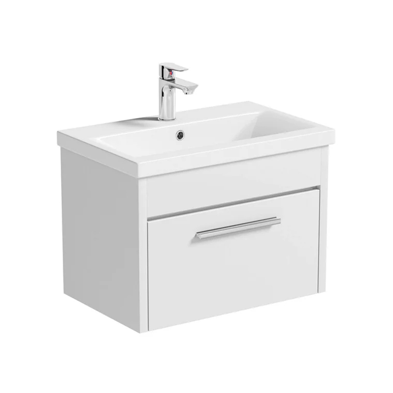 White 61cm Wall Mounted Bathroom Furniture Unit and Basin