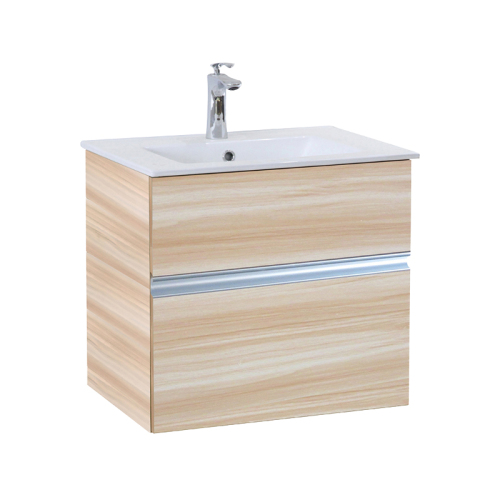 Light Wood 51cm Wall Mounted Bathroom Furniture Unit and Basin