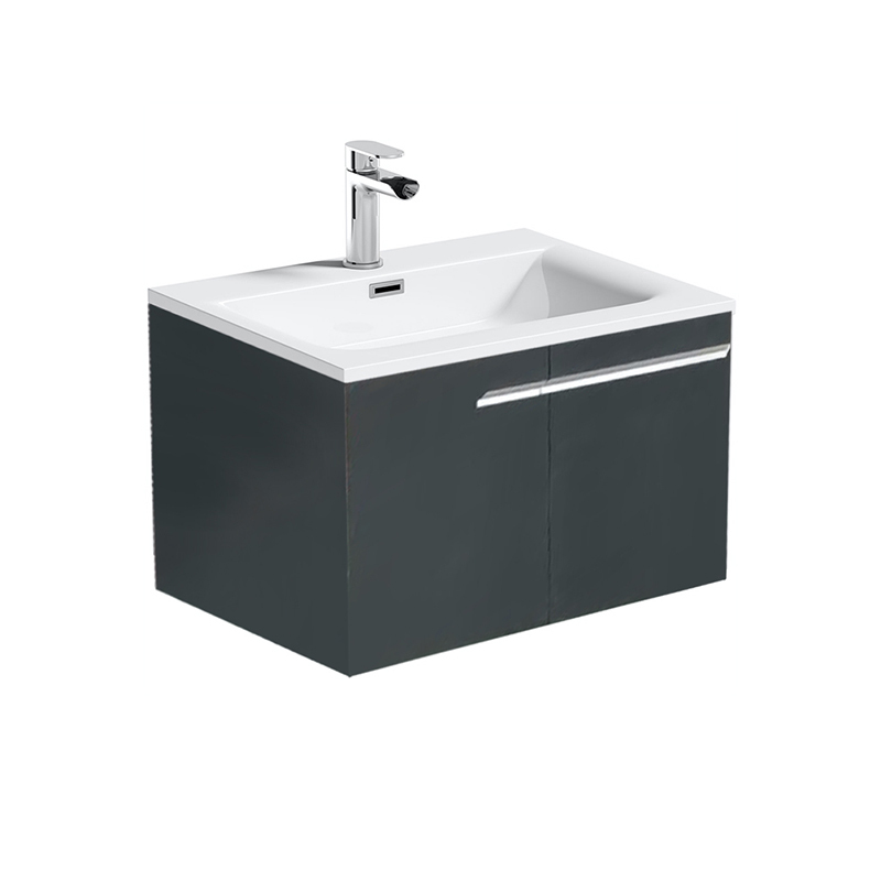 Hot Sale Black 61cm Floating Bathroom Cabient with Ceramic Basin