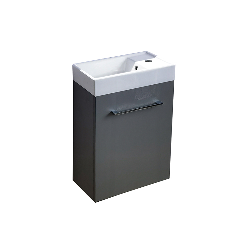 Wood 400mm Wall Mounted Bathroom Vanity with Ceramic Basin