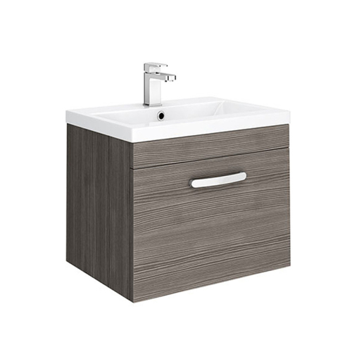 Wood 610mm Floating Vanity Unit and Sink