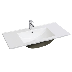 White 910mm 1 tap hole Vanity Top Basin