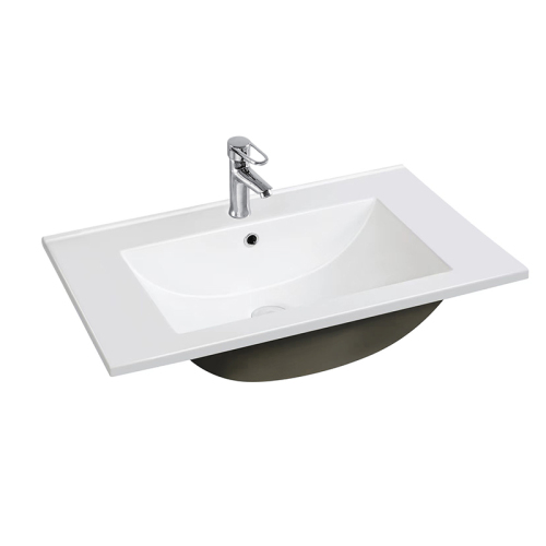 White 750mm porcelain 2 tap hole Vanity Top Basin