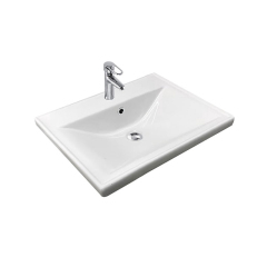 New White 1 tap hole Vanity Top Sink 610mm