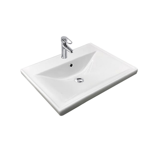 New White 1 tap hole Vanity Top Sink 610mm