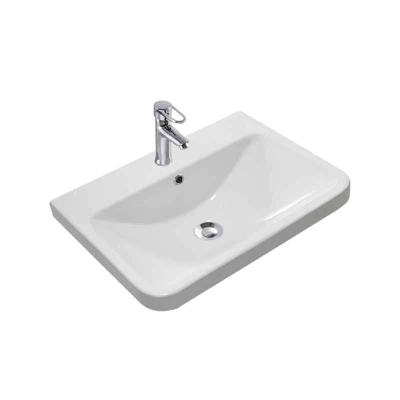 White 600mm 1 tap hole Ceramic Bathroom Sink