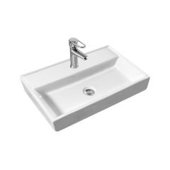 New White 555mm 1 tap hole Countertop Ceramic Bathroom Basin