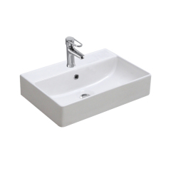 New White 500mm 1 tap hole Ceramic Bathroom Sink