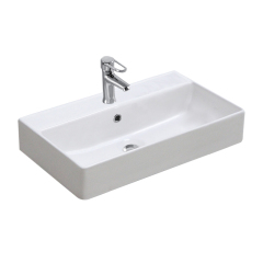 White 1 tap hole Ceramic Bathroom Sink 600mm